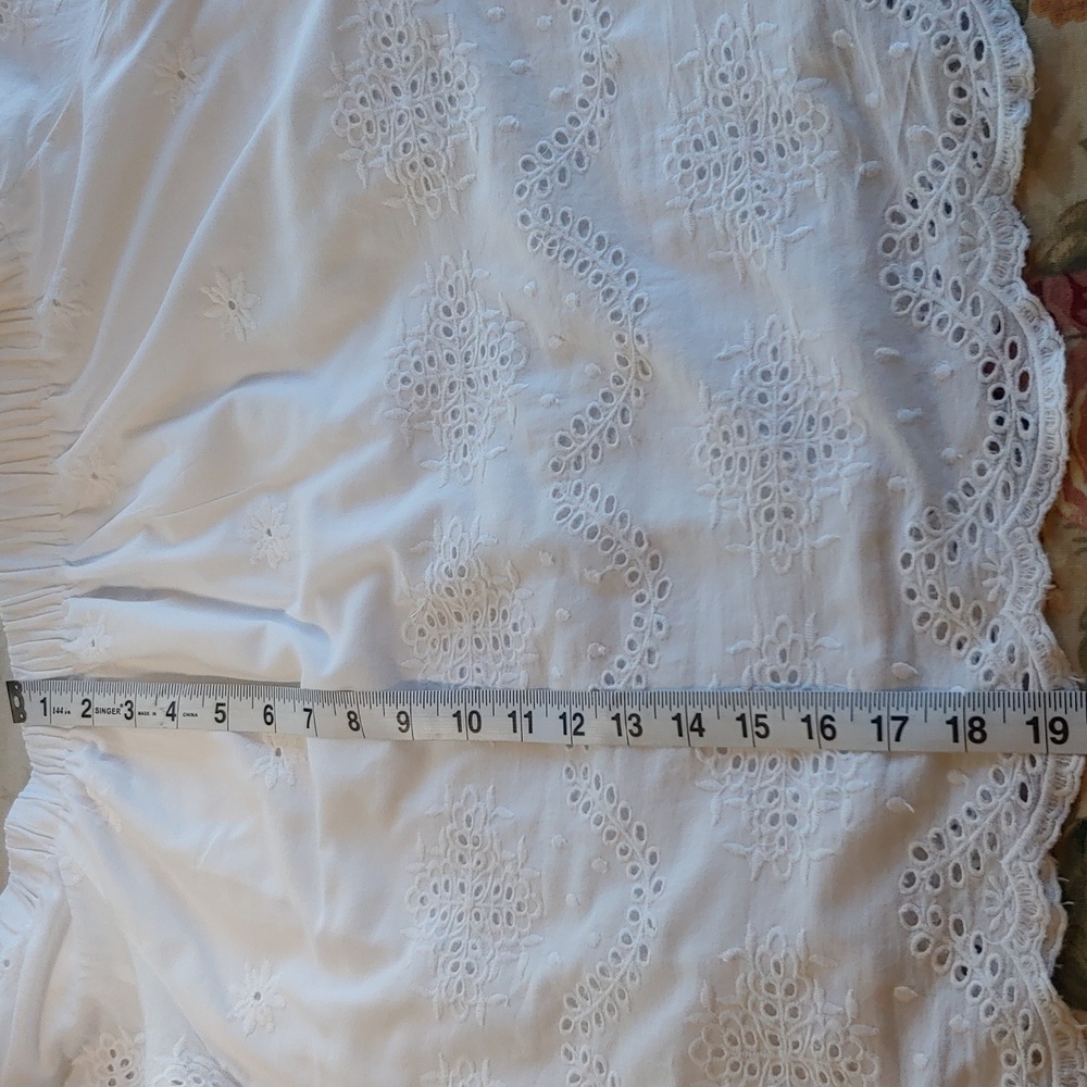 Saks Fifth Avenue White Cotton Eyelet 3/4 Sleeve Off Shoulders Top Women's Med - Picture 11 of 15